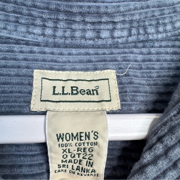 LL Bean Shirt Women Sz XL Corduroy Button Up Heavyweight Shacket Blue - Picture 3 of 5